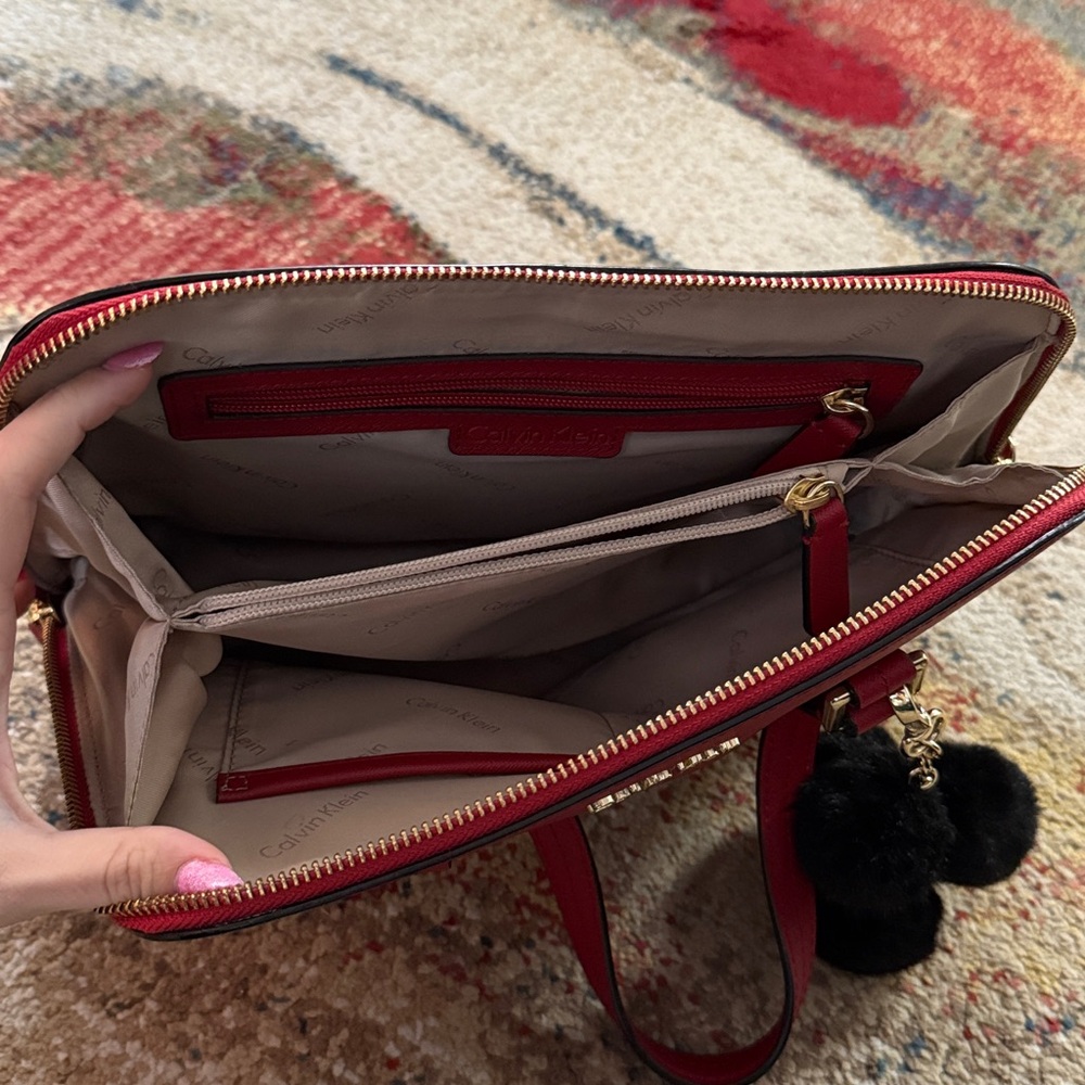 Calvin Klein Saffiano Leather Satchel - Picture 9 of 13